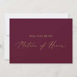 Delicate Gold Burgundy Matron of Honor proposal Kaart