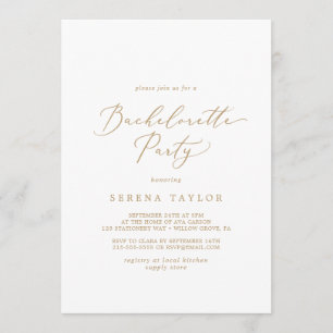 Delicate Gold Calligraphy Bachelorette Party Kaart