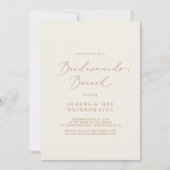 Delicate Gold Calligraphy Cream Bridesmaids Brunch Kaart (Voorkant)