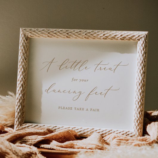 Delicate Gold Calligraphy Dancing Feet Poster