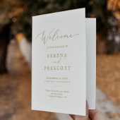 Delicate Gold Calligraphy Folded Wedding Programma