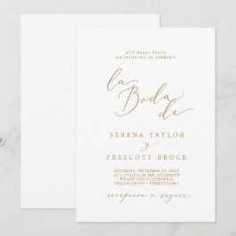 Delicate Gold Calligraphy La Boda de Wedding Kaart
