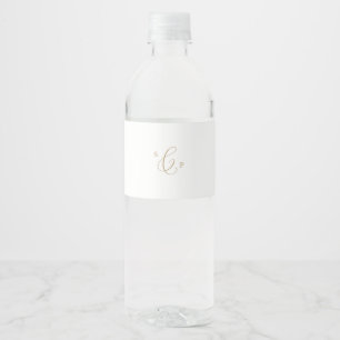 Delicate Gold Calligraphy Monogram Wedding Waterfles Etiket
