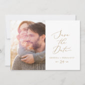 Delicate Gold Calligraphy Photo Save The Date (Devant)
