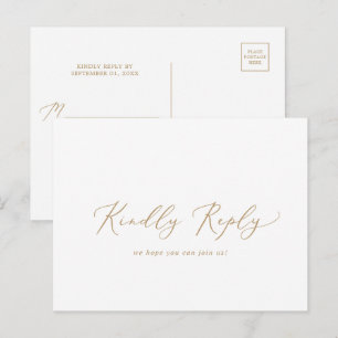 Delicate Gold Calligraphy Song RSVP Briefkaart