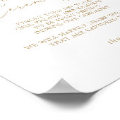 Delicate Gold Calligraphy Unplugged Ceremony Sign Poster (Hoek)