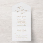 Delicate Gold Calligraphy Wedding All In One Uitnodiging (Binnen)