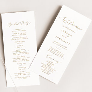 Delicate Gold Calligraphy Wedding Programme