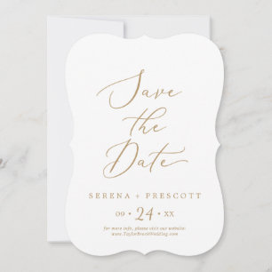 Delicate Gold Calligraphy Wedding Save The Date
