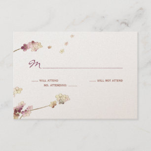 Delicate Gold Cherry Blossom Wedding RSVP Kaartje