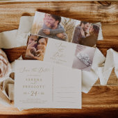 Delicate Gold Cream 4-fotosjabloon Opslaan datum Uitnodiging Briefkaart