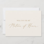 Delicate Gold Cream Matron of Honor proposal Kaart (Voorkant)