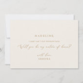Delicate Gold Cream Matron of Honor proposal Kaart (Achterkant)