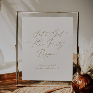 Delicate Gold Cream Wedding Favorieten 'Party Popp Poster
