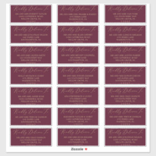 Delicate Gold- en Burgundy Guest-Adresetiketten Sticker