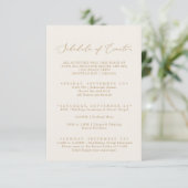 Delicate Gold- en Cream Wedding Schedule of Events Informatiekaartje (Staand voorkant)