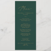 Delicate Gold en Green Wedding Dinner Menu (Voorkant)
