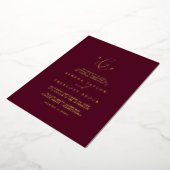 Delicate Gold Foil | Bourgogne Monogram bruiloft Folie Uitnodiging (Gedraaid)