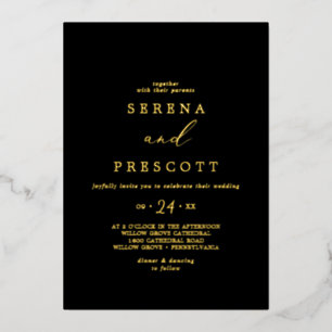 Delicate Gold Foil   Casual zwart huwelijk Folie Uitnodiging