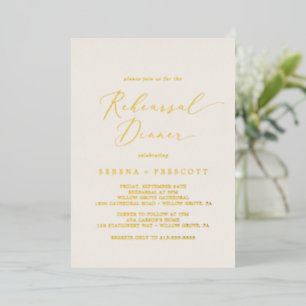 Delicate Gold Foil   Ivory Rehearsal Dinner Folie Uitnodiging
