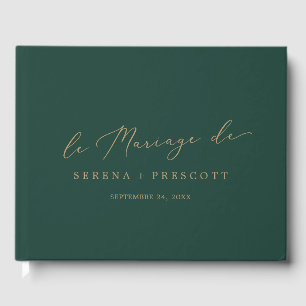 Delicate Gold Green Monogram terug Le Mariage de Gastenboek