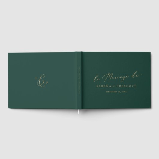 Delicate Gold Groene Monogram Terug Le Mariage De Gastenboek (Volledig)