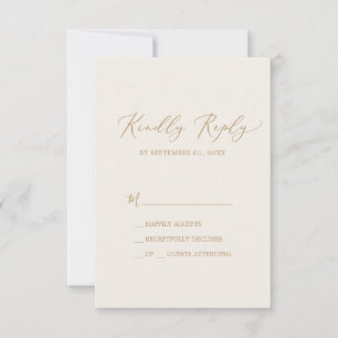 Delicate Gold-kalligrafie Cream Simple RSVP-kaar RSVP Kaartje