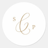 Delicate Gold Monogram Wedding Envelope-zegels Ronde Sticker (Voorkant)