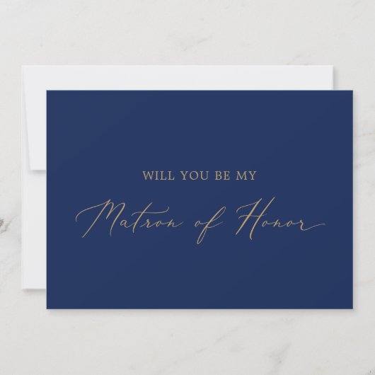 Delicate Gold Navy Matron of Honor proposal Kaart (Voorkant)