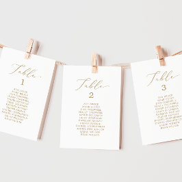 Delicate Gold Table Number Seating Chart Kaarten