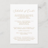 Delicate Gold Wedding Weekend Schedule of Events Informatiekaartje (Voorkant)