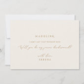 Delicate Goud en Cream Junior Bruidsmeisje Voorste Kaart (Achterkant)