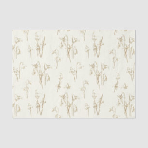 Delicate Gouden Beige Sneeuwklokjes Wilde Bloemen Tissuepapier