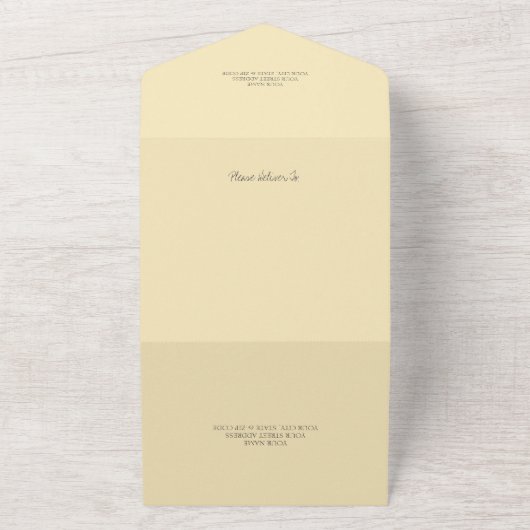 Delicate Gouden Gele Lelie QR Code All In One Uitnodiging (Buitenkant)