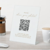 Delicate Gouden Huwelijksfoto Sharing QR Code Reclamebord Met Voetstuk (Insitu)