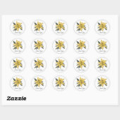 Delicate Gouden Lelie Dank u Ronde Sticker (Vel)