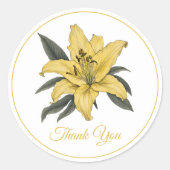 Delicate Gouden Lelie Dank u Ronde Sticker (Voorkant)