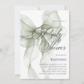 Delicate Green Bow Simple Template Baby Shower Kaart (Voorkant)