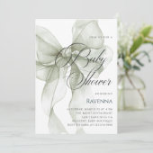 Delicate Green Bow Simple Template Baby Shower Kaart (Staand voorkant)