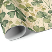 Delicate Green Shamrocks Seamless Cadeaupapier (Rol Hoek)