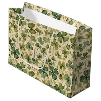 Delicate Green Shamrocks Seamless Groot Cadeauzakje