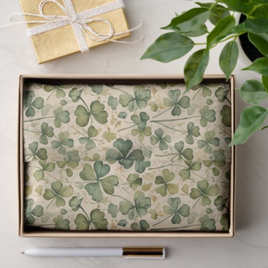 Delicate Green Shamrocks Seamless Tissuepapier (Geschenk)