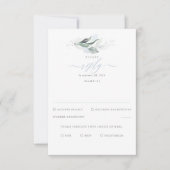 Delicate Greenery en Dusty Blue Wedding RSVP (Voorkant)