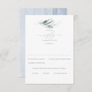 Delicate Greenery en Dusty Blue Wedding RSVP