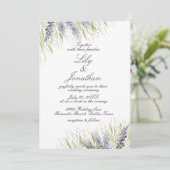 Delicate Greenery en Lavender Wedding Kaart (Staand voorkant)