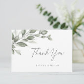 Delicate Greenery Flat Hartelijk dank Bedankkaart (Staand voorkant)