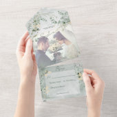 Delicate Greenery Modern Photo No Dinner All In One Uitnodiging (Afscheurbaar)