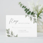 Delicate Greenery RSVP Kaartje (Staand voorkant)