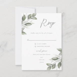 Delicate Greenery Rsvp met menuopties Kaartje