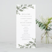 Delicate Greenery Wedding Programme Programma (Staand voorkant)